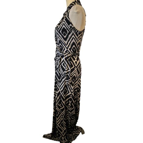 T-Bags Los Angeles Black & White Ikat Print Wrap Maxi Dress, Size Small - Picture 6 of 9